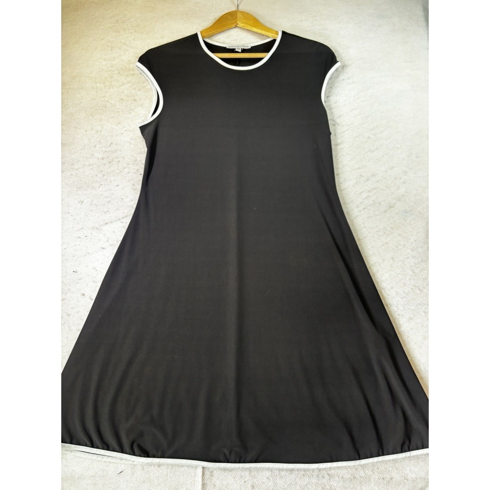 Annalee + Hope Dress Womens L Black White Trim A-Line Fit & Flare Made USA